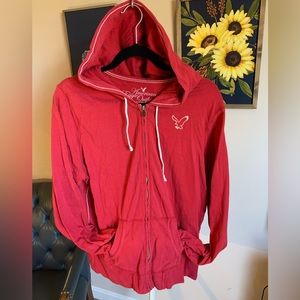 American Eagle XXL Full Zip Red Light Weight Hoodie